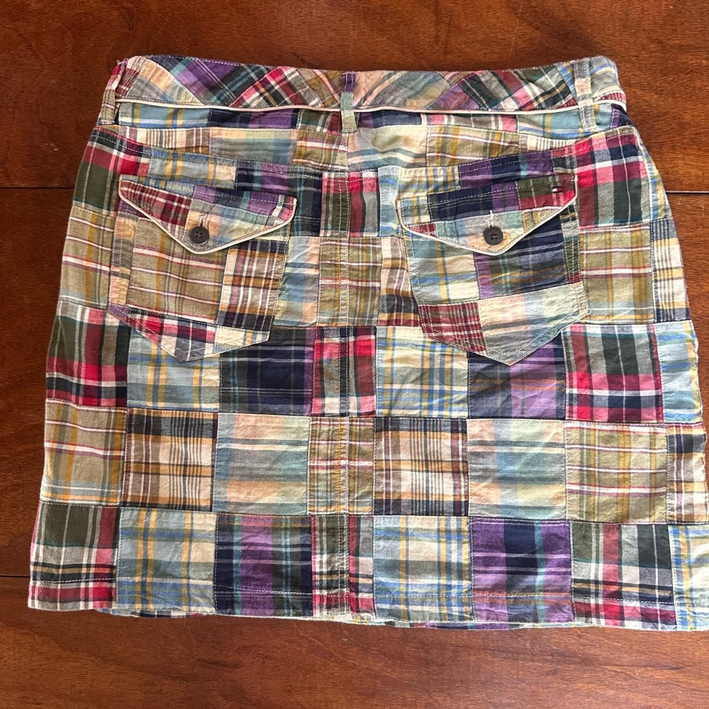 Tommy Hilfiger Patchwork Plaid Mini Skirt Size 10 Cotton Preppy Madras 2007 - Picture 2 of 11